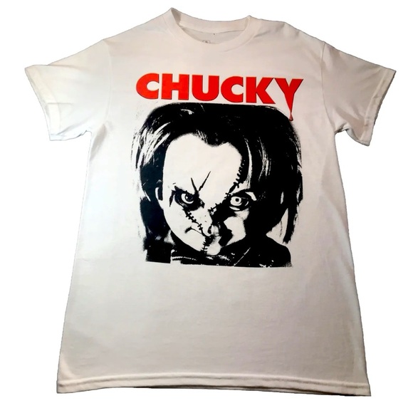 New Men’s Chucky White Graphic T-Shirt Size Small Halloween S/S Child’s Play - Picture 1 of 6